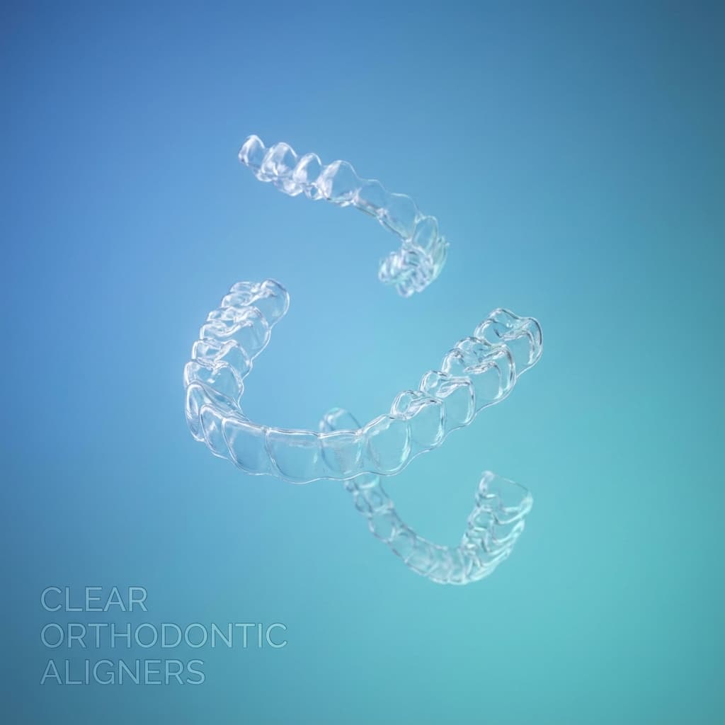 Alineadores transparentes invisibles sobre superficie médica